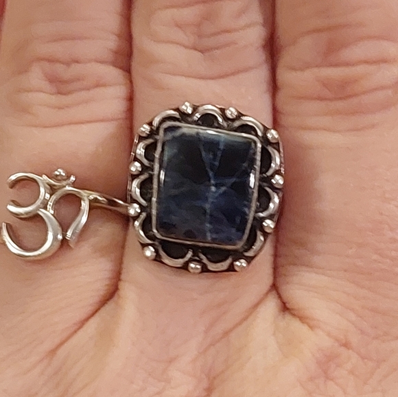 Sodalite Ring 925 Plated Size 8 - Picture 2 of 7